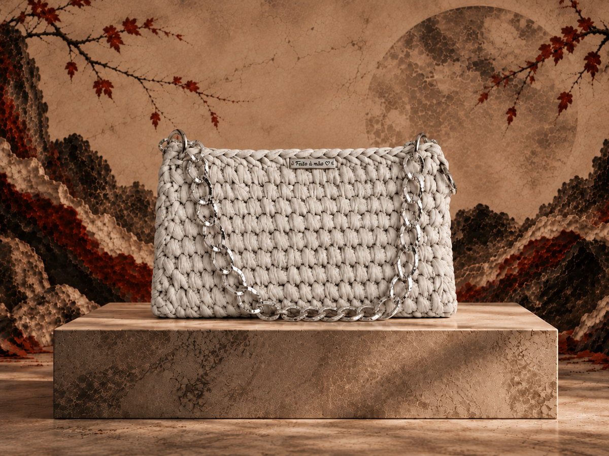 Bolsa de Crochê Cinza